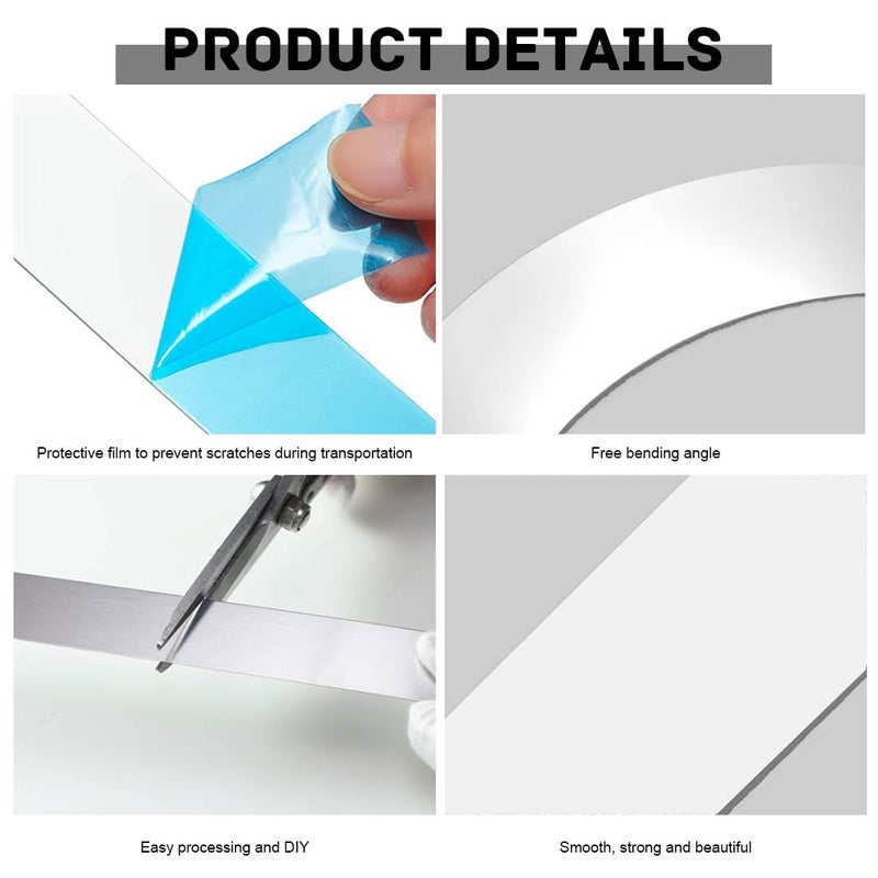 LINXIU Metal Strips Stainless Steel Finishing Sheet Metal Gap Filler Trim Strip 12"x 1"x 0.02" Metal Shim Stock for DIY Craft Kitchen Stovetop 5 Pcs - Image 4